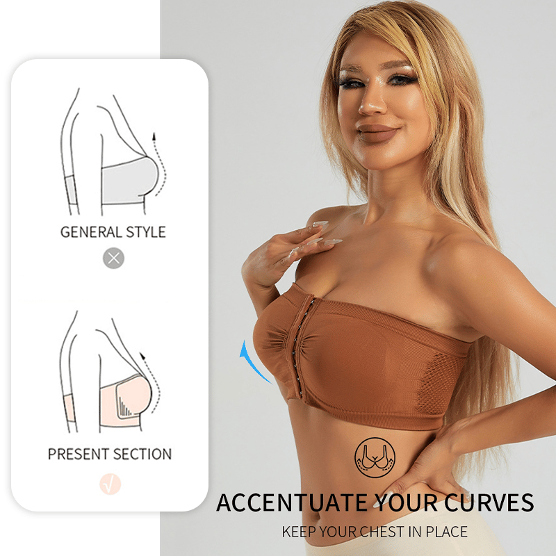 Sujetador grande sin tirantes con cierre transpirable en la parte delantera