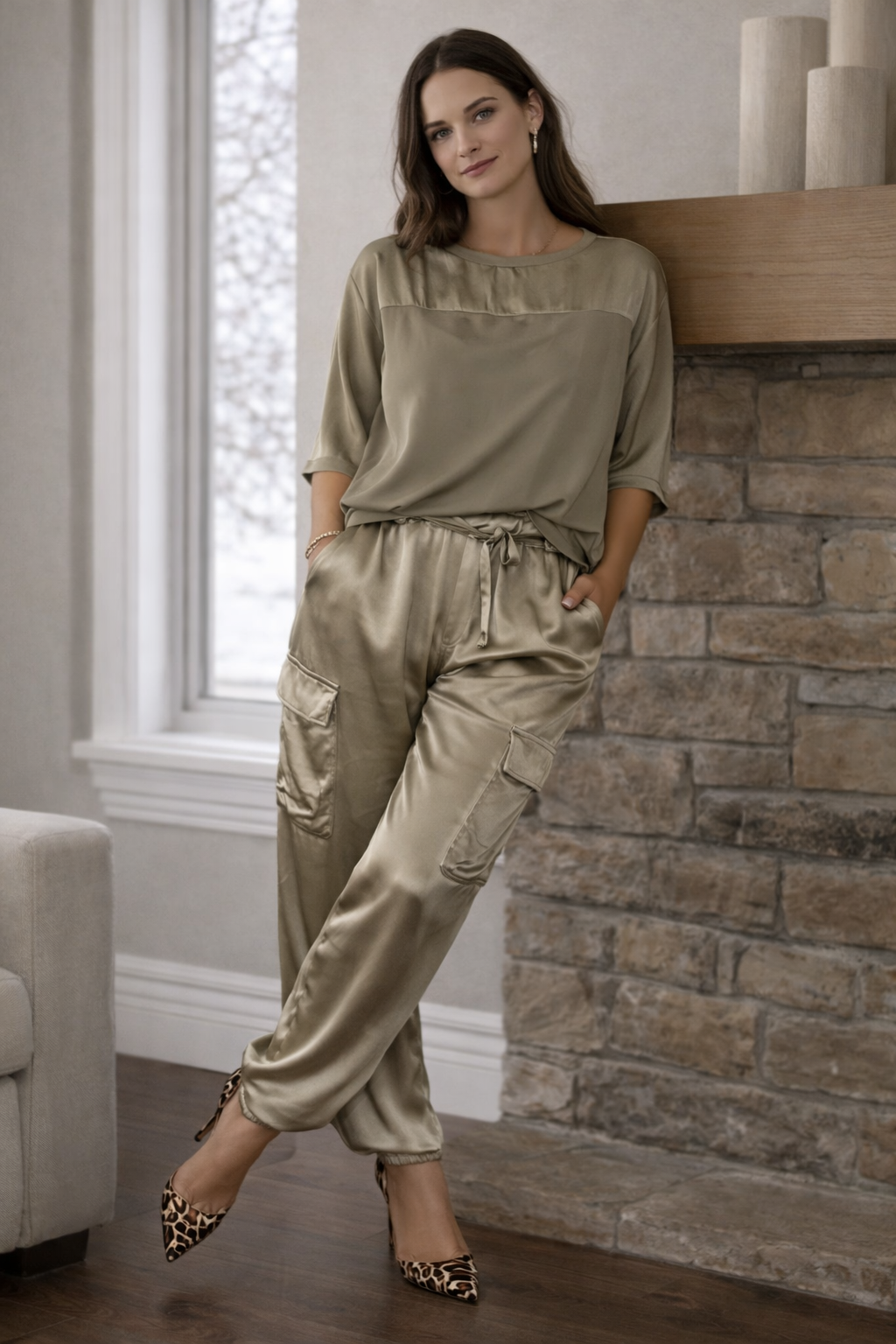 AMELIA | Conjunto completo de blusa y pantalones cargo Chic