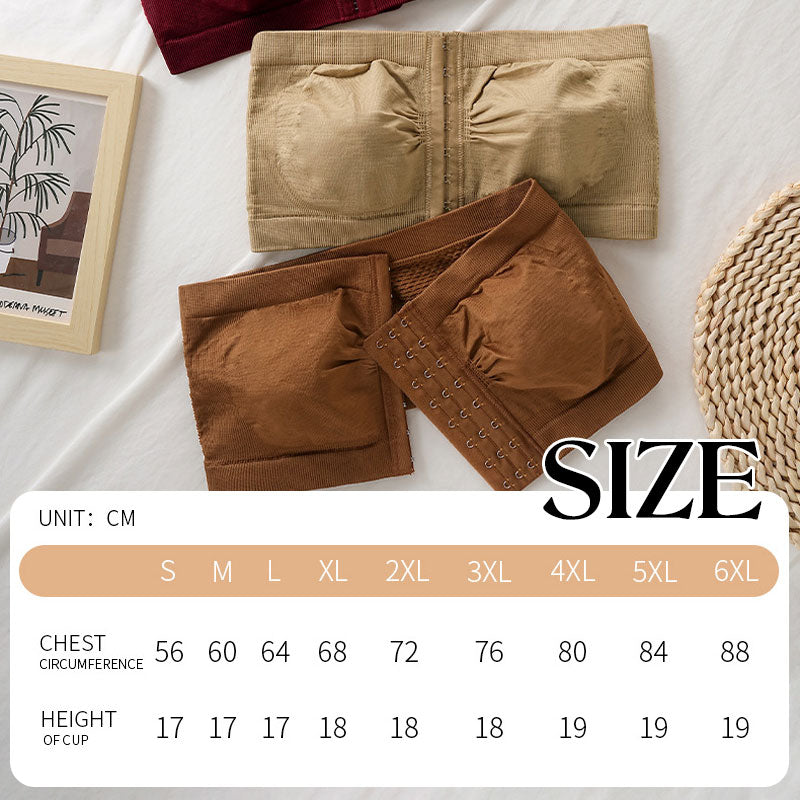 Sujetador grande sin tirantes con cierre transpirable en la parte delantera