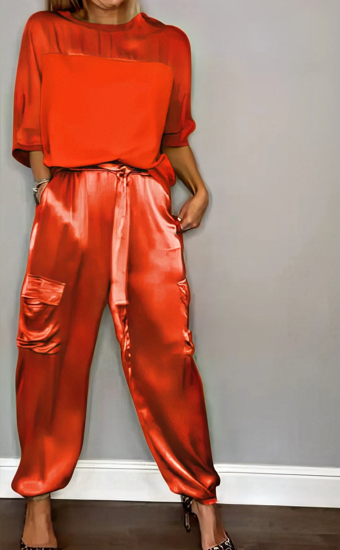 AMELIA | Conjunto completo de blusa y pantalones cargo Chic